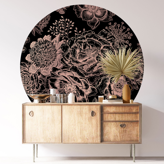 Round / Circle Wall Sticker - Floral pattern