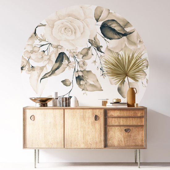 Round / Circle Wall Sticker - Floral pattern