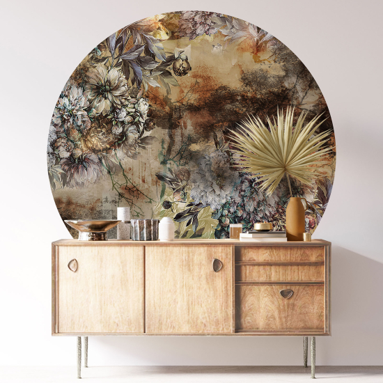 Round / Circle Wall Sticker - Floral pattern