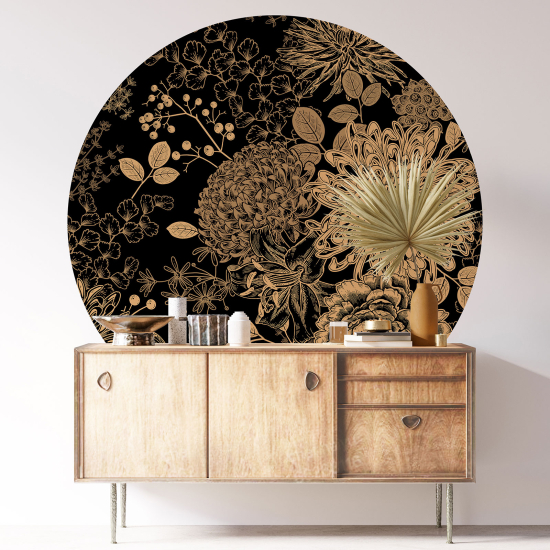 Round / Circle Wall Sticker - Floral pattern