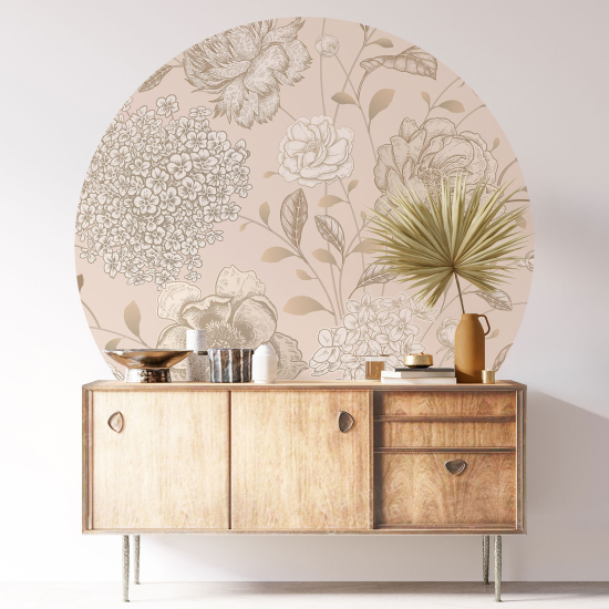 Round / Circle Wall Sticker - Floral pattern