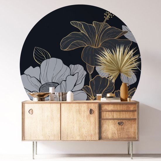 Round / Circle Wall Sticker - Floral pattern