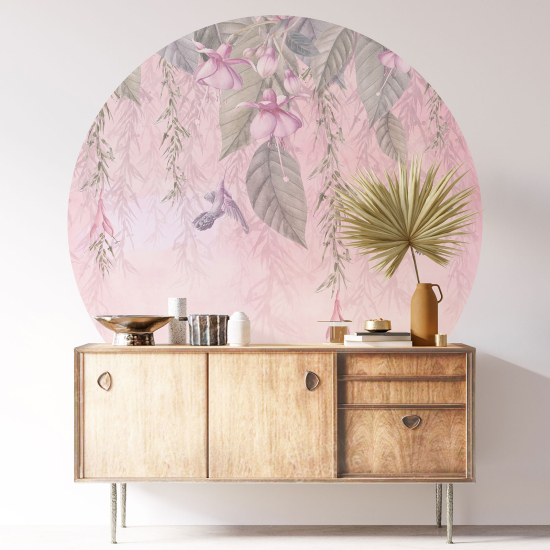 Round / Circle Wall Sticker - Floral pattern