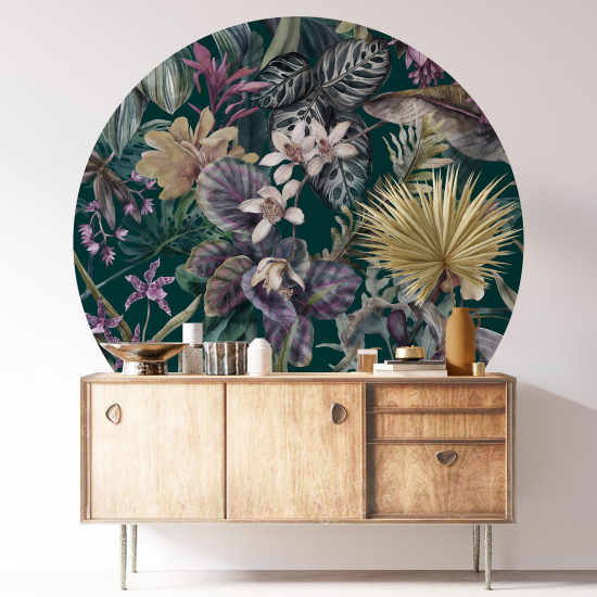 Round / Circle Wall Sticker - Floral pattern