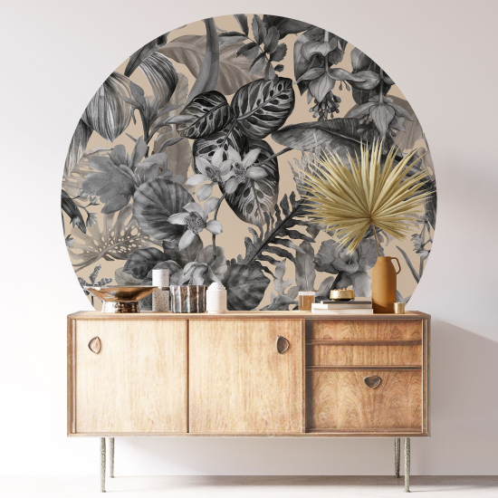 Round / Circle Wall Sticker - Floral pattern