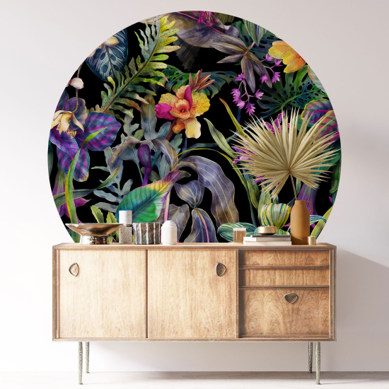 Round / Circle Wall Sticker - Floral pattern