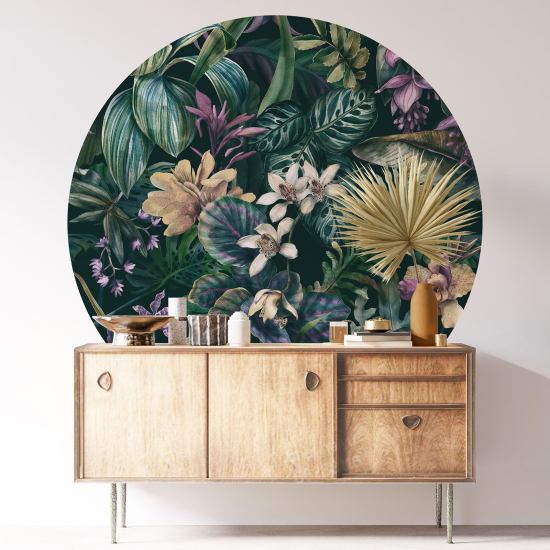 Round / Circle Wall Sticker - Floral pattern