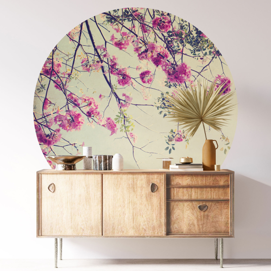 Round / Circle Wall Sticker - Flowers