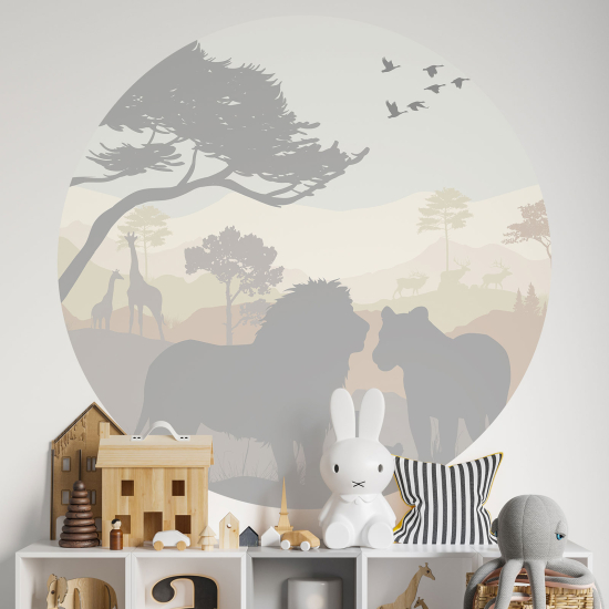 Round / Circle Wall Sticker for Kids - Animals