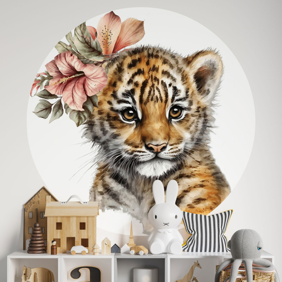 Round / Circle Wall Sticker for Kids - Baby Tiger