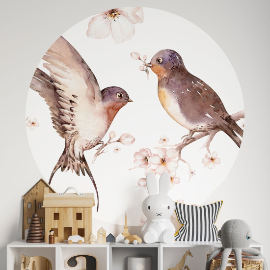 Round / Circle Wall Sticker for Kids - Birds