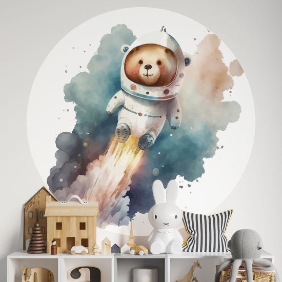 Round / Circle Wall Sticker for Kids - Cosmonaut Bear