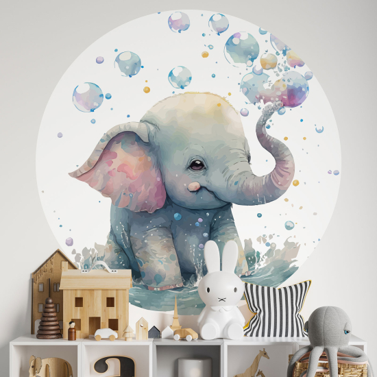 Round / Circle Wall Sticker for Kids - Elephant