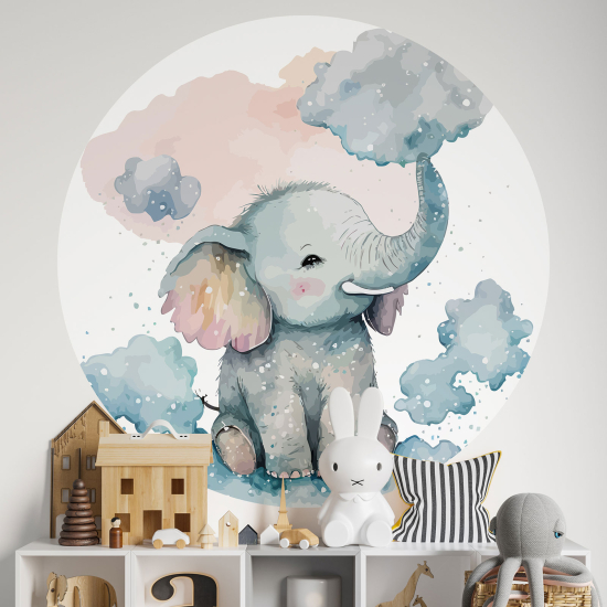 Round / Circle Wall Sticker for Kids - Elephant