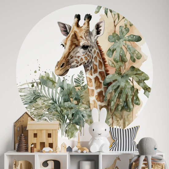 Round / Circle Wall Sticker for Kids - Giraffe