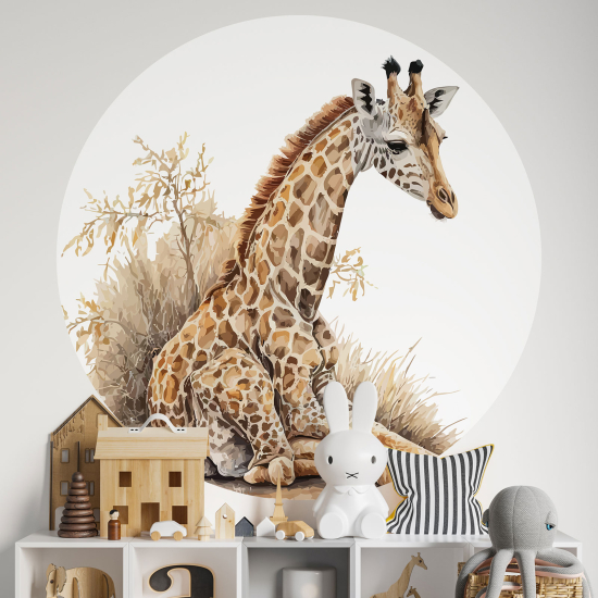 Round / Circle Wall Sticker for Kids - Giraffe