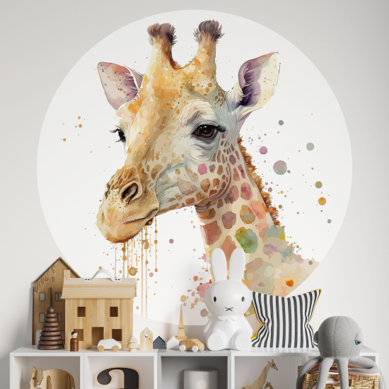 Round / Circle Wall Sticker for Kids - Giraffe