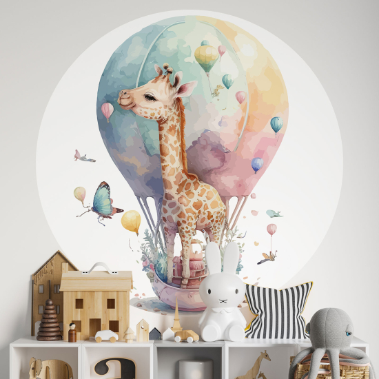 Round / Circle Wall Sticker for Kids - Giraffe