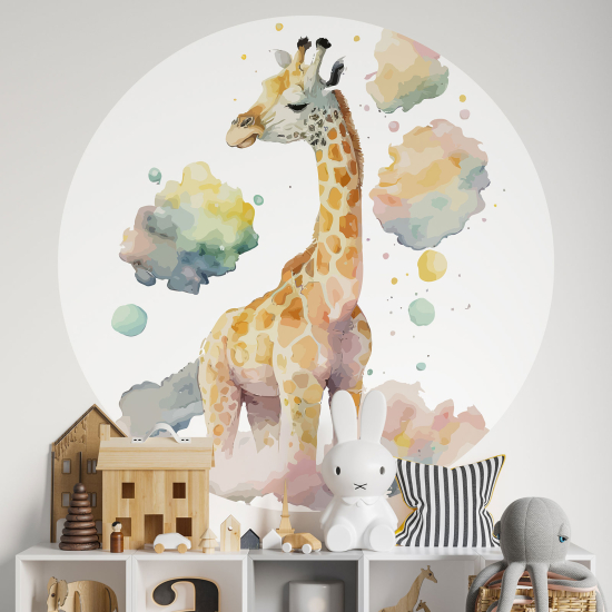 Round / Circle Wall Sticker for Kids - Giraffe