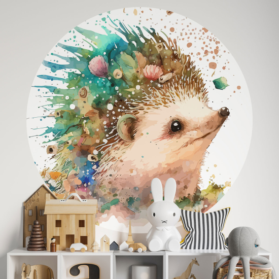 Round / Circle Wall Sticker for Kids - Hedgehog