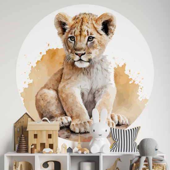 Round / Circle Wall Sticker for Kids - Lion Cub