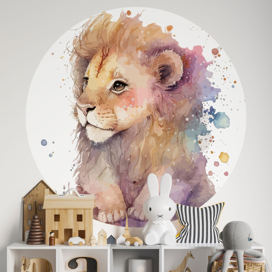 Round / Circle Wall Sticker for Kids - Lion Cub