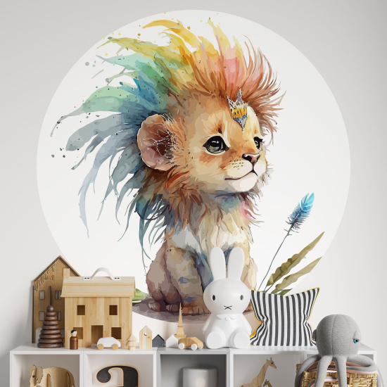 Round / Circle Wall Sticker for Kids - Lion Cub