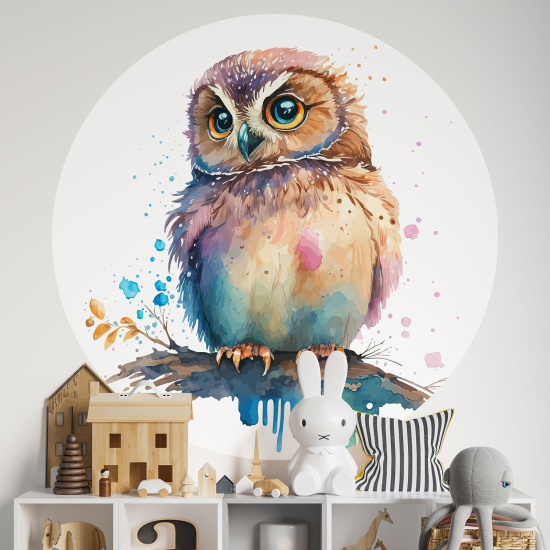 Round / Circle Wall Sticker for Kids - Owl