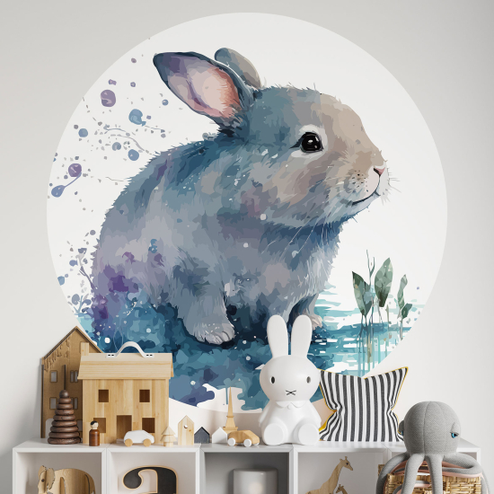 Round / Circle Wall Sticker for Kids - Rabbit