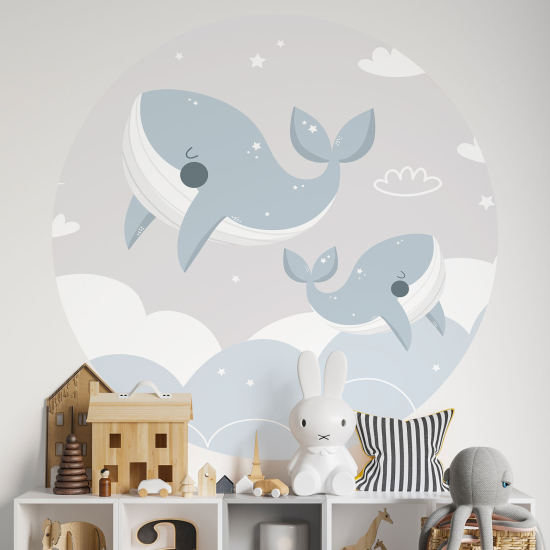 Round / Circle Wall Sticker for Kids - Whales