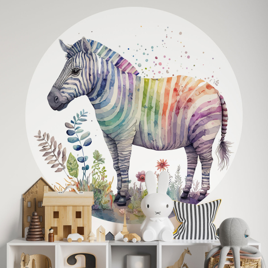 Round / Circle Wall Sticker for Kids - Zebra