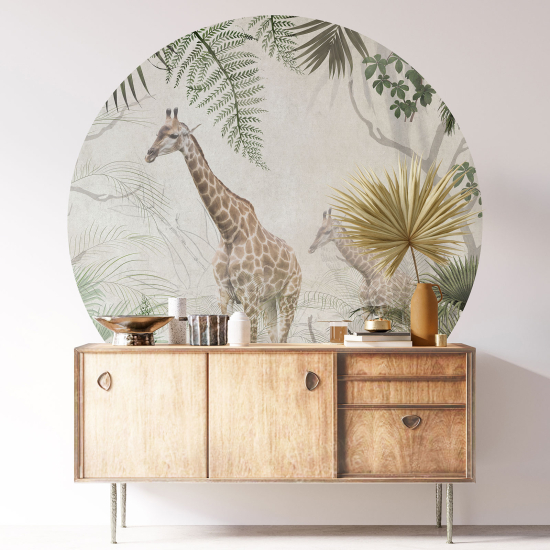 Round / Circle Wall Sticker - Giraffes