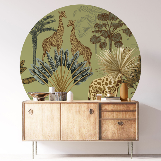 Round / Circle Wall Sticker - Giraffes