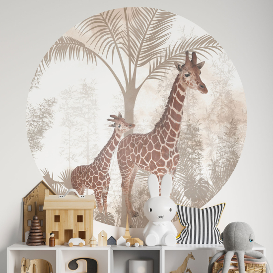 Round / Circle Wall Sticker - Giraffes