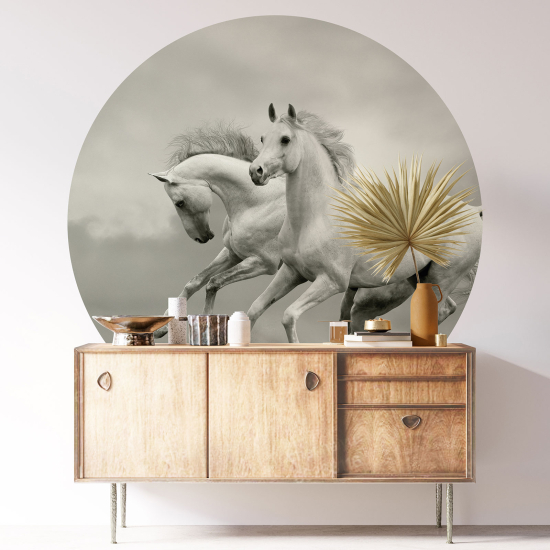 Round / Circle Wall Sticker - Horses