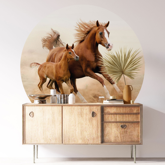 Round / Circle Wall Sticker - Horses