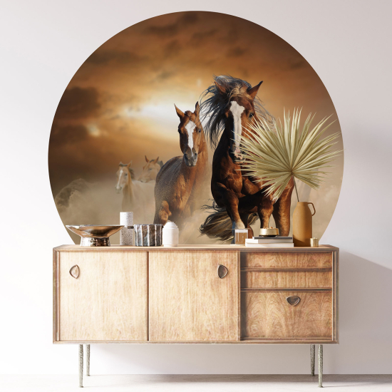 Round / Circle Wall Sticker - Horses