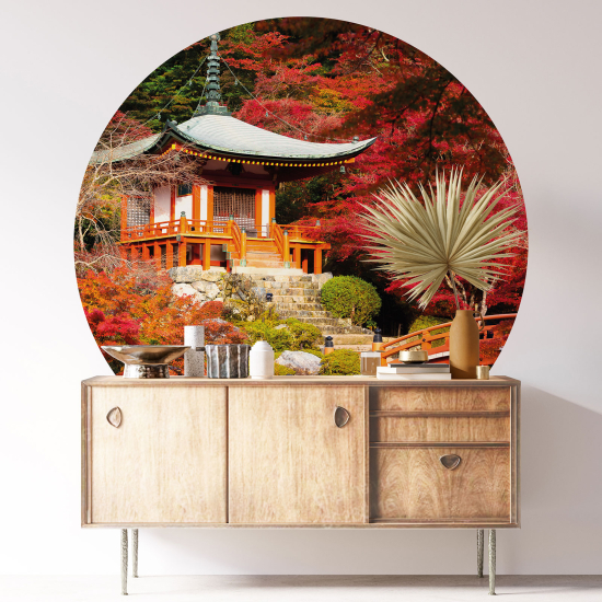 Round / Circle Wall Sticker - Japanese Temple