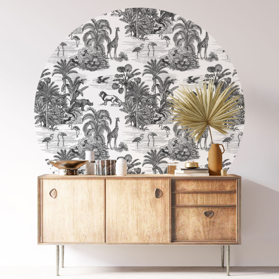 Round / Circle Wall Sticker - Jungle Animals