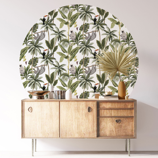 Round / Circle Wall Sticker - Jungle Animals