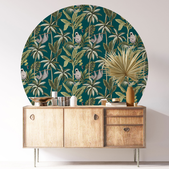 Round / Circle Wall Sticker - Jungle Animals