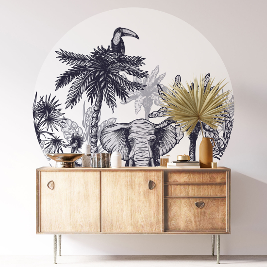 Round / Circle Wall Sticker - Jungle Animals