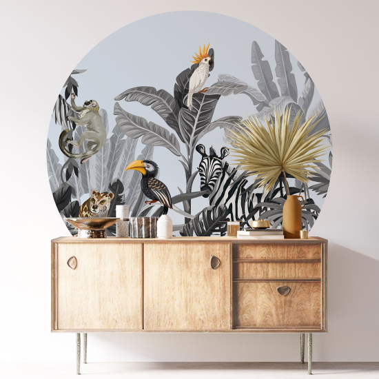 Round / Circle Wall Sticker - Jungle Animals