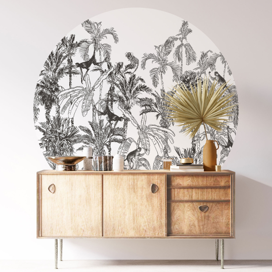 Round / Circle Wall Sticker - Jungle Animals