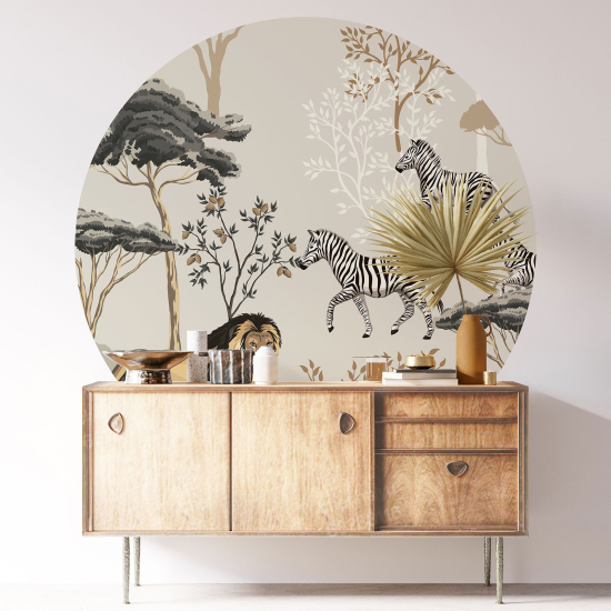 Round / Circle Wall Sticker - Jungle Animals