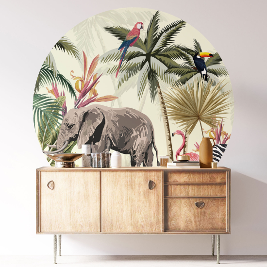 Round / Circle Wall Sticker - Jungle Animals