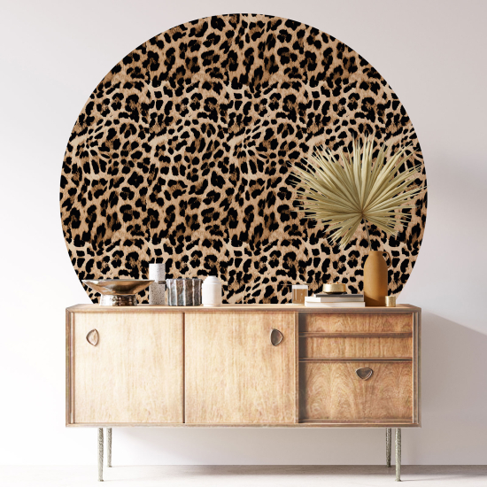 Round / Circle Wall Sticker - Leopard Pattern