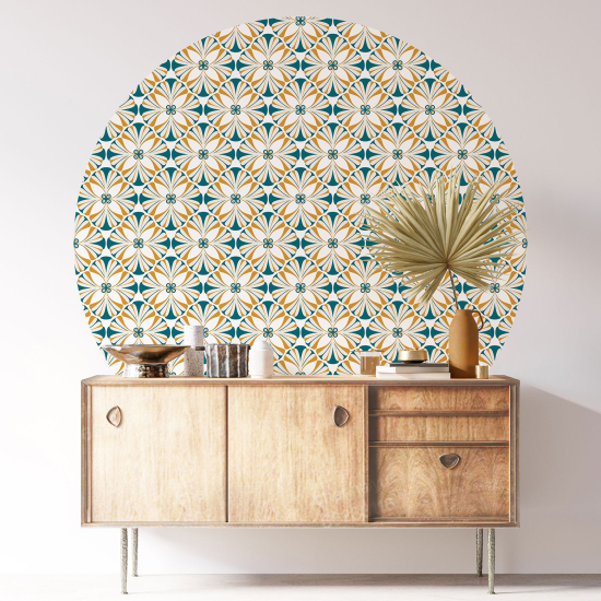 Round / Circle Wall Sticker - Mosaic Flowers