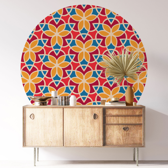 Round / Circle Wall Sticker - Mosaic Flowers