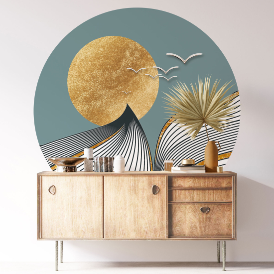 Round / Circle Wall Sticker - Sun Design